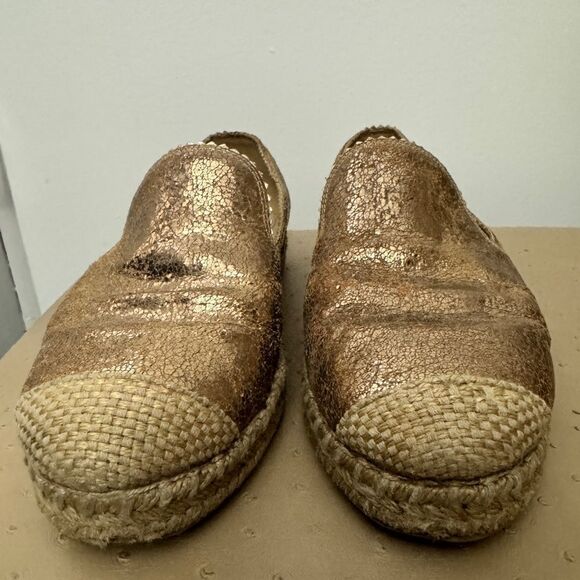 Stuart Weitzman Metallic Leather Espadrille Flats - Picture 2 of 8